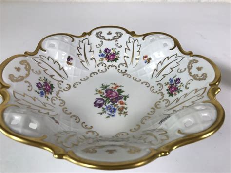 Reichenbach Fine China Scalloped Floral Bowl German Democratic Republic