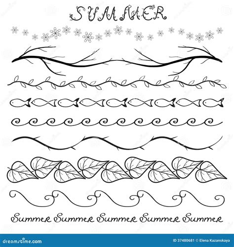 Summer Hand Drawn Border Set Stock Image - Image: 37480681