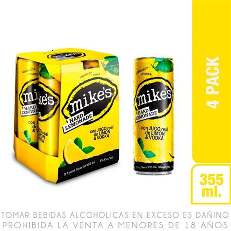 Bebida Hard Lemonade Mikes Latas De 355 Ml Pack 4 Unid Wong