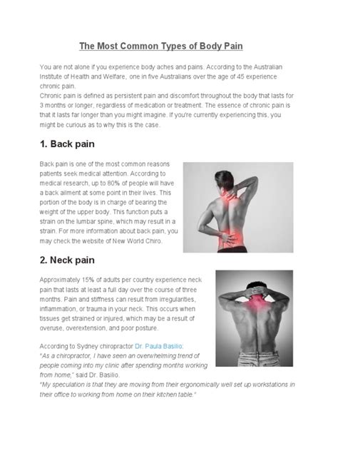 The Most Common Types of Body Pain | PDF | Pain | Myofascial Trigger Point