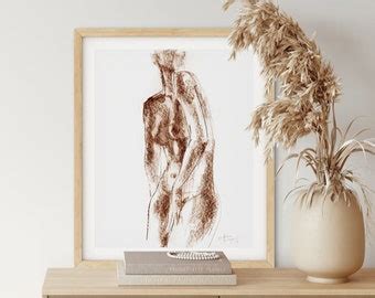 Rust Nude Woman Art Etsy