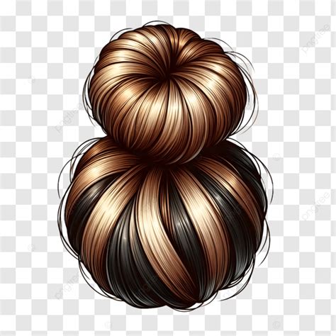 Black And Golden Silky Hair Bun Hair Hair Braid Hair Bun Png