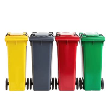 Four Different Waste Sorting Bins Trash Garbage Trashcan PNG