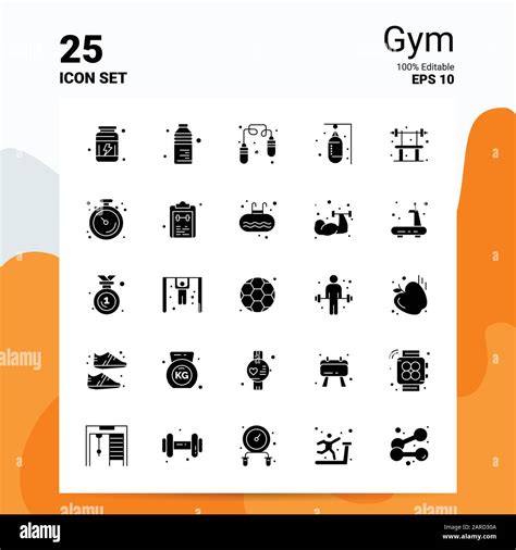 25 Conjunto De Iconos De Gimnasio Archivos EPS 10 Editables Al 100