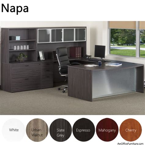 Napa Bow Top Double Pedestal Executive Desk Glass Modesty Panel