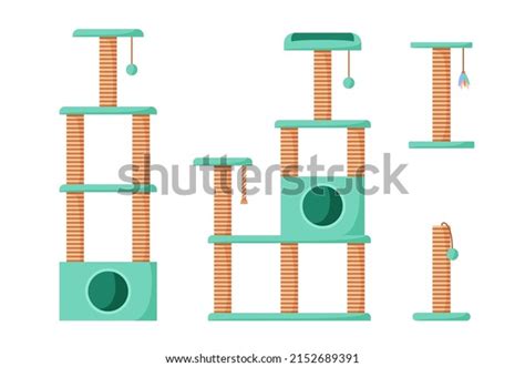 Cat Trees Scratching Posts Set Cat Stock Vector (Royalty Free) 2152689391 | Shutterstock