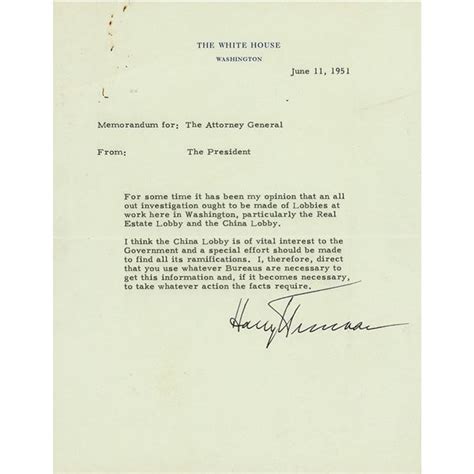 Harry S Truman Typed Letter Signed As President