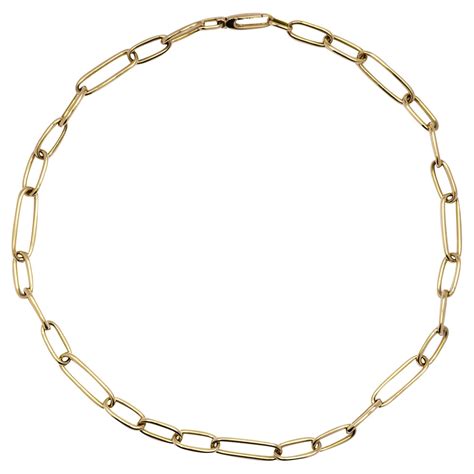 Tiffany And Co 18 Karat Yellow Gold Paper Clip Chain Link Necklace At