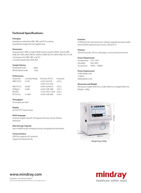 Mindray Auto Hematology Analyzer BC 10 Solarshop Pakistan