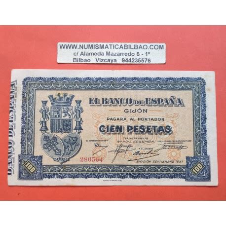 OFERTA BANCO DE GIJON 100 PESETAS 1937 MBC Serie 604 ESPAÑA