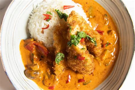 Thai Red Curry With Crispy Fried Cod Drizzled With Mint Birds Eye