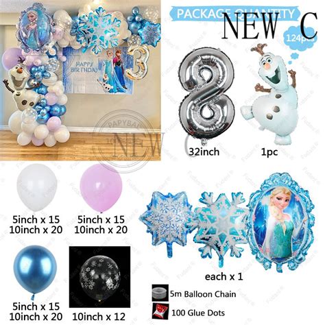 New C Pcs Frozen Theme Balloons Garland Arch Kit Snowflake Olaf