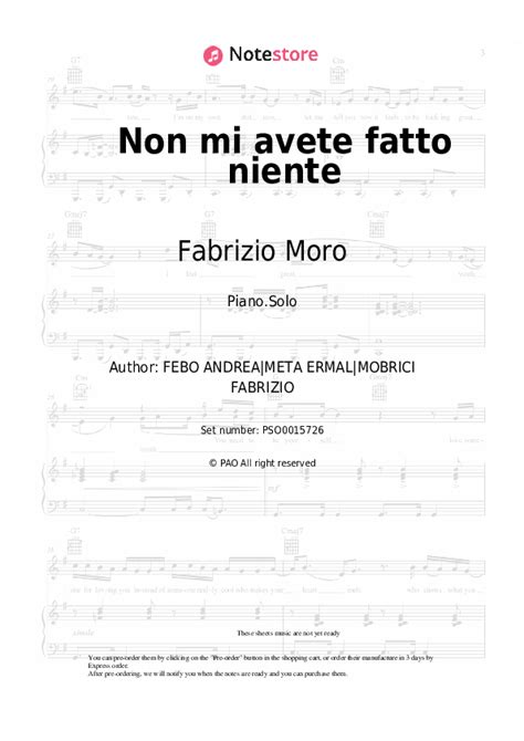 Non Mi Avete Fatto Niente Piano Sheet Music Ermal Meta Fabrizio Moro