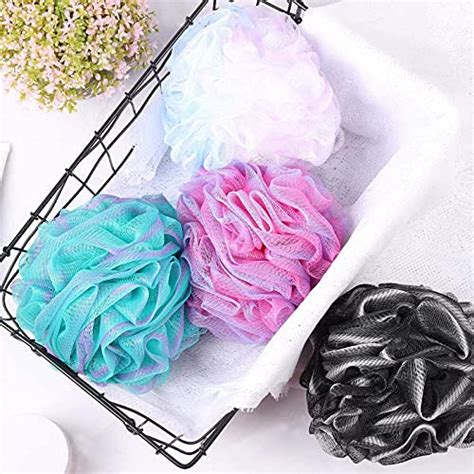 4 Pieces Shower Loofahs Bath Sponges 60g Bath Scrunchies Mesh Pouf