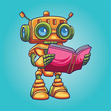 Nerd Robot Dibujos Animados Leyendo Libro 21251872 Vector En Vecteezy