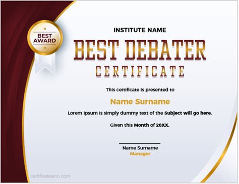 5 Best Debater Certificate Templates for Word | Download