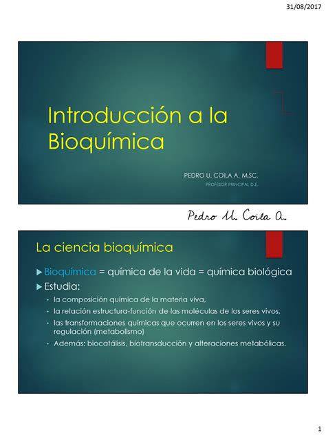 Introduccin a la Bioqumica 2017 Introducción a la Bioquímica