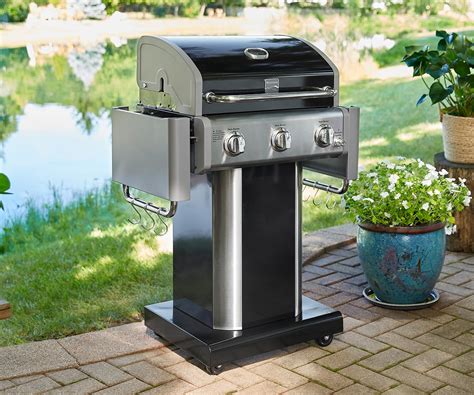 Kenmore 3-Burner Compact Gas Grill with Foldable Sides - Black - Kenmore