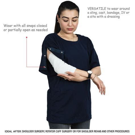 Right Shoulder And Side Recovery And Rehab Shirt With Easy Open Snaps