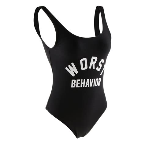 PEOR COMPORTAMIENTO Traje De Baño Onepiece Monokini Bikini Baywatch Traje De Baño Negro S