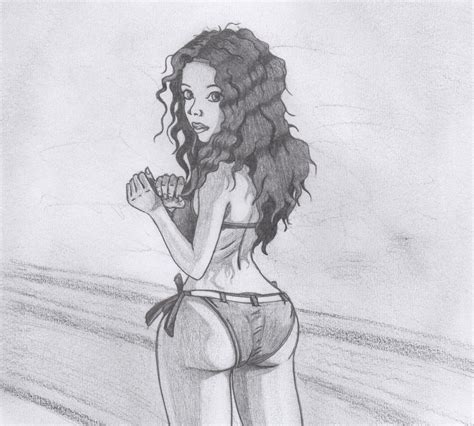 Sexy Pencil Drawing Of Female In Bikini