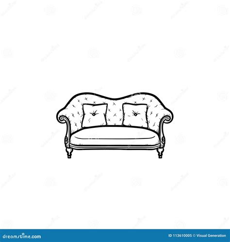 Gezeichnete Skizzenikone Des Sofas Hand Vektor Abbildung Illustration