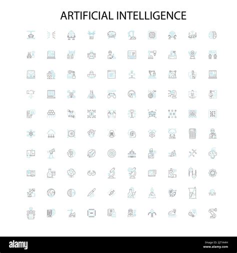 Artificial Intelligence Icons Signs Outline Symbols Concept Linear Illustration Line