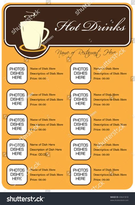 Hot Drinks Restaurant Menu Full Design Concept Stock Vector