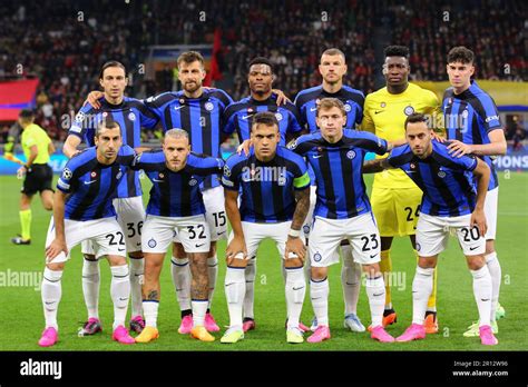 Milan, Italy. 10th May, 2023. FC Inter starting XI made of (left to ...