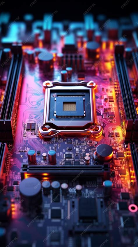 Premium Photo | A computer motherboard with bright colorful connections ...