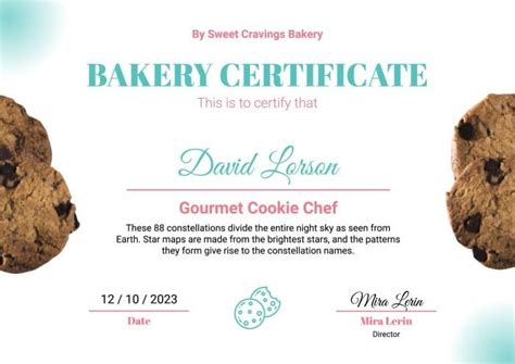 Cute Aesthetic Pink Bakery Cookie Decorating Completion Certificate In