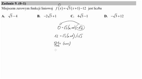 Miejscem Zerowym Funkcji Liniowej Fx 3x 112 Jest Liczba YouTube