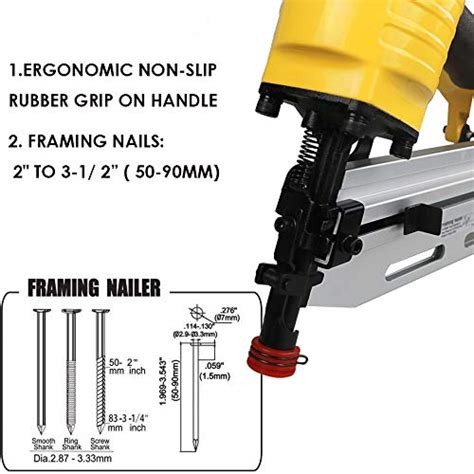 BHTOP 9021C Framing Nailer 21 Degree 3-1/2″ with Depth Adjustment ...