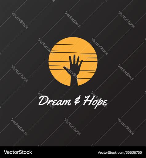 Sunset sunrise hand dream hope logo design Vector Image