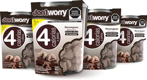 Don T Worry Merengues Light Sabor Chocolate 4 PACK Snack Saludable