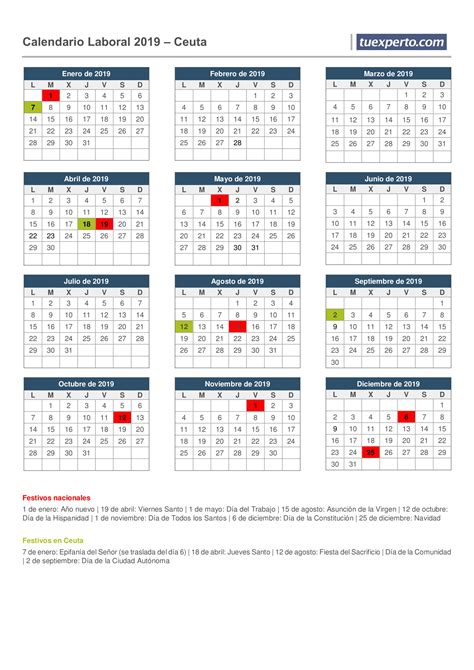 Calendario Laboral 2019 Calendarios Con Festivos Por Comunidad Para