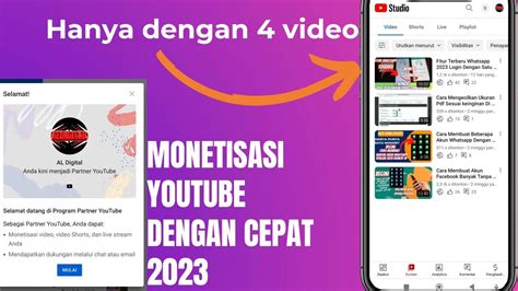 Daftar Monetisasi Youtube Dengan 4 Video 2023 Apakah Diterima Lolos