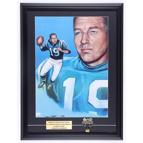 Johnny Unitas Signed Le Colts 18x24 Custom Framed Lithograph Display