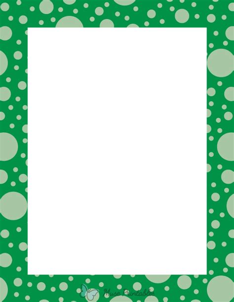 Printable Green Random Polka Dot Page Border