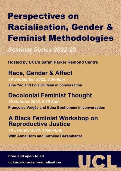 Perspectives On Racialisation Gender And Feminist Methodologies Seminar