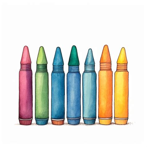 Premium AI Image | a drawing of crayons with colored pencils.