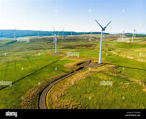 Aerial View Of Wind Turbines Generating Power Located In Connemara