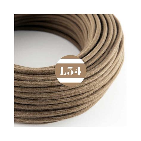 Fil électrique tissu marron coton