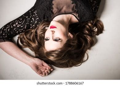 Portrait Two Beautiful Glamorous Sensual Brunette Stock Photo