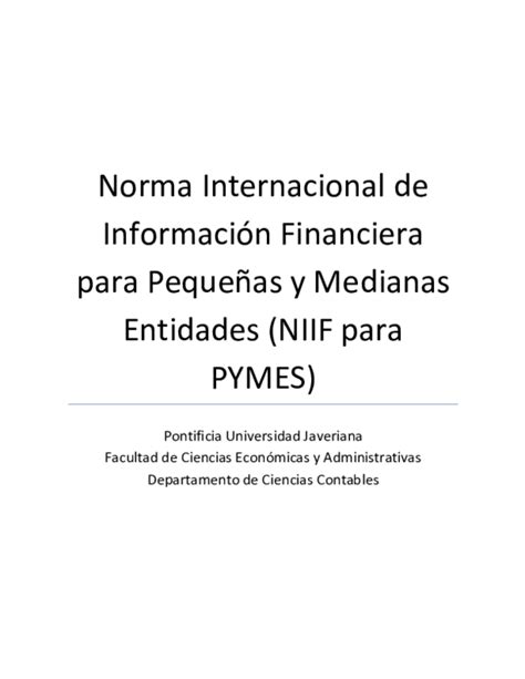 Pdf Norma Internacional De Información Financiera Para Pequeñas Y