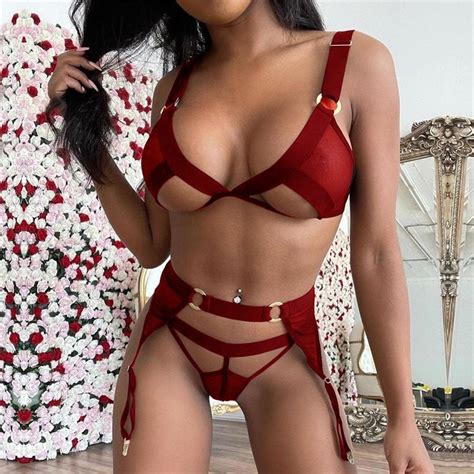 Buy New Burgundy Wirefree Support Hollow Sexy Lingerie Mesh See Through