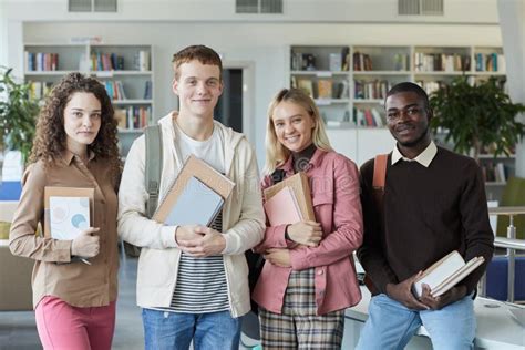 Group Of Students In College Library Stock Image Image Of Black