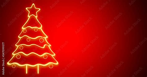 Fondo rojo con árbol de navidad dorado iluminado. Stock Illustration | Adobe Stock