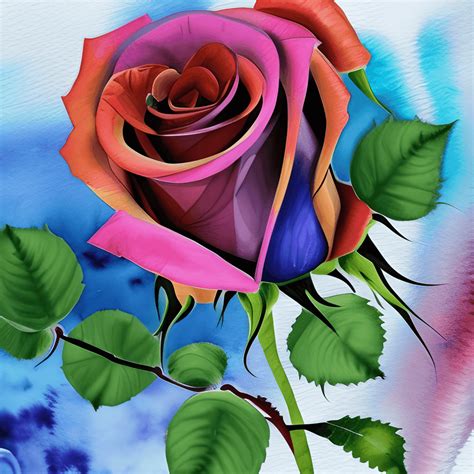 Mixed Colour Roses Hyper Realistic Painting · Creative Fabrica