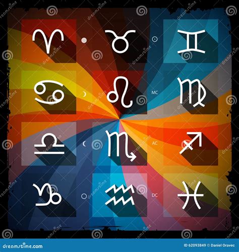 Zodiac Horoscope Square Vector Icons Set Stock Vector Illustration